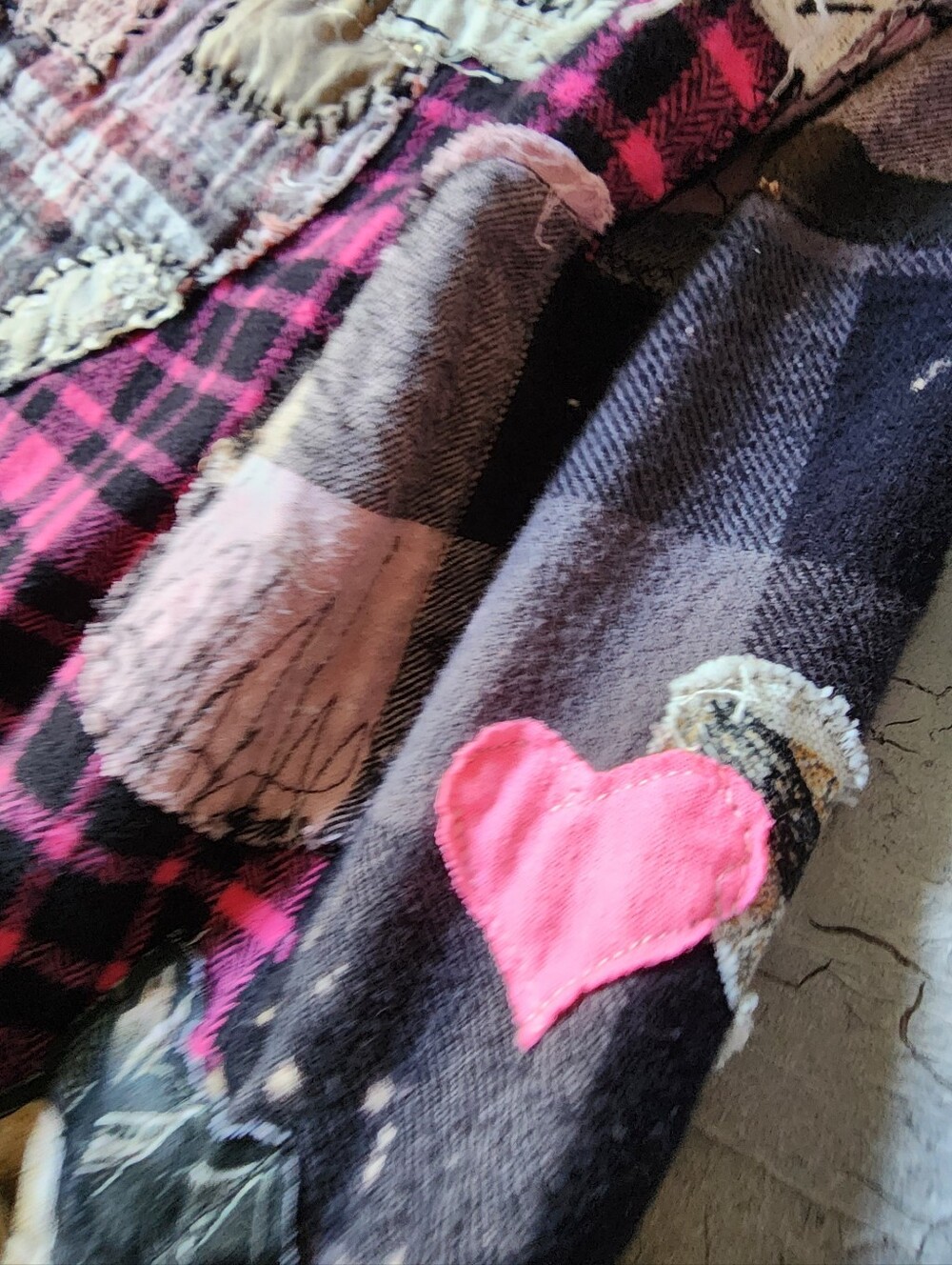 Designer Upcycled Kimono Duster Buttondown Flannel Top Artisan Cottage Appliqué - Picture 10 of 16